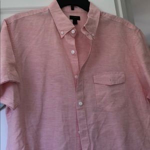J crew pink and white stripped button down